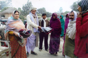 Usha Rani doing Blanket Distribution